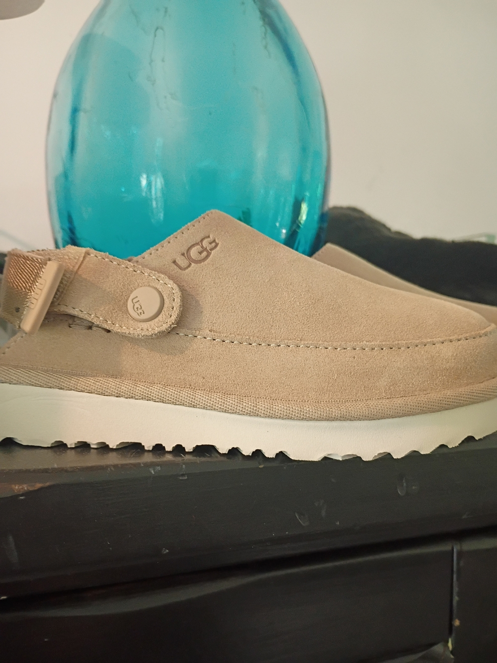 UGG Tan Suede Slip-On Clog with Adjustable Strap